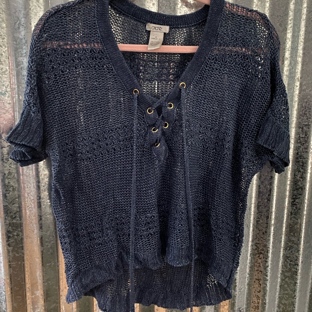 Cache Linen Knitted Crop Top - image 1